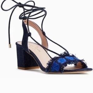 Kate Spade New York Wes sandals in indigo embroidered denim, Sz 7.5